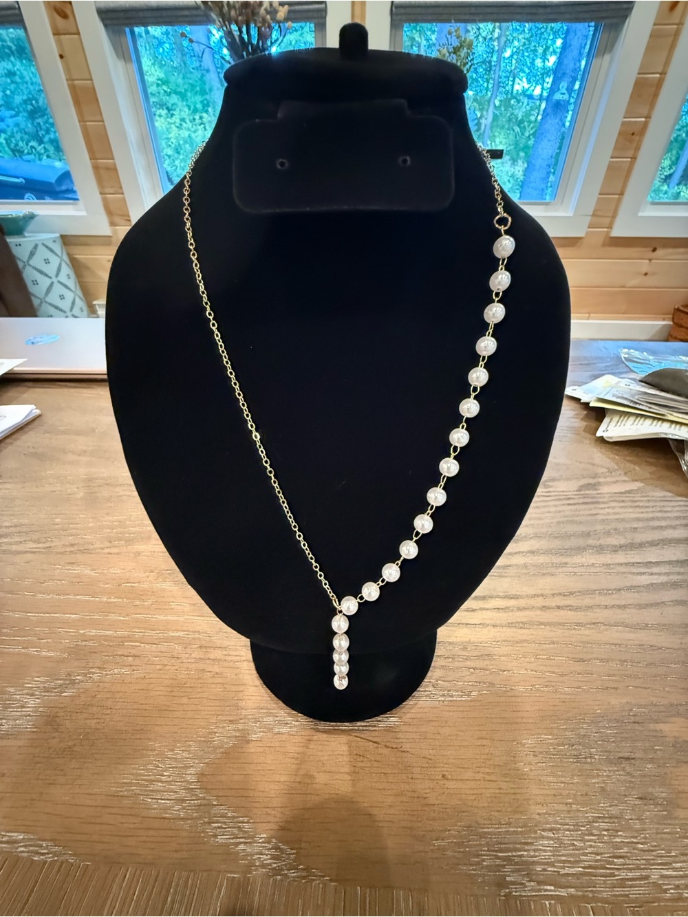 Elegant Pearl Drop Y Necklace by